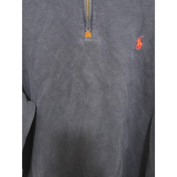 Ralph Lauren Polo Navy Blue 1/4 Zip Pullover Sweater With Red Logo Size L - Picture 5 of 10